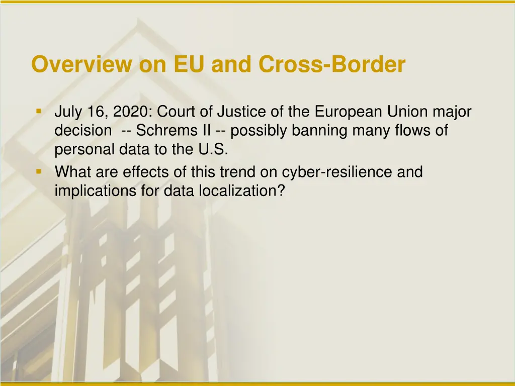 overview on eu and cross border