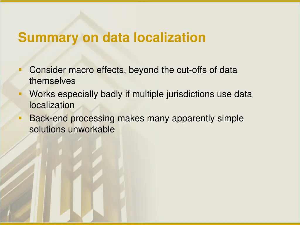 summary on data localization