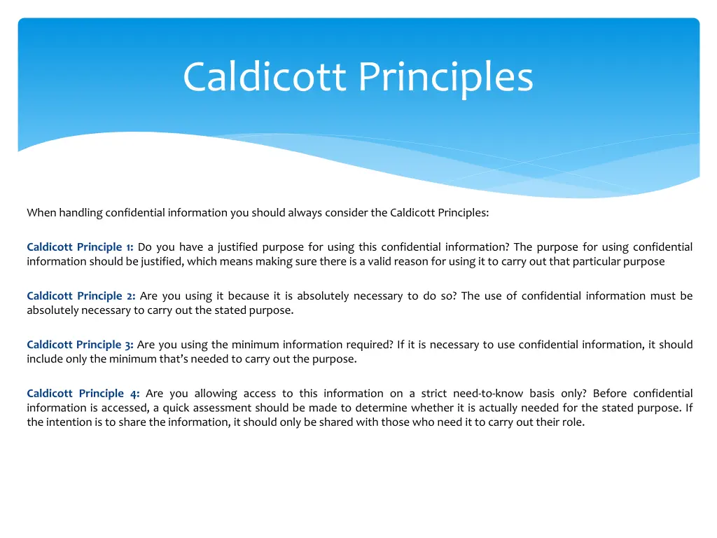 caldicott principles