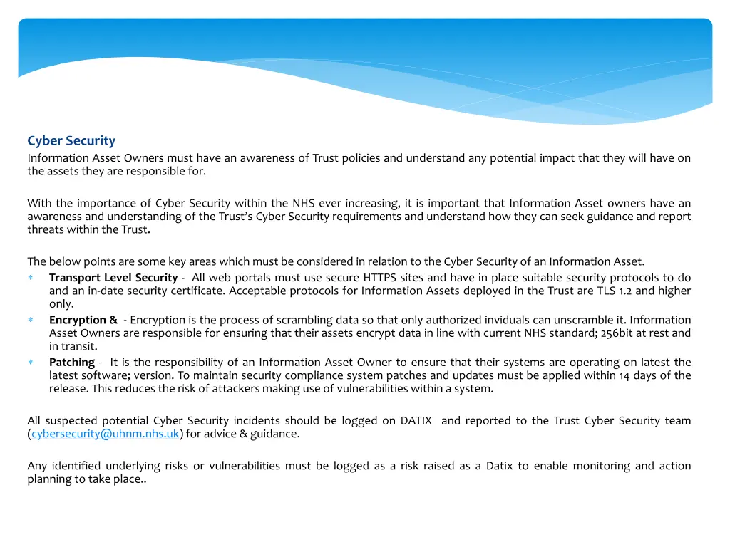 cyber security information asset owners must have