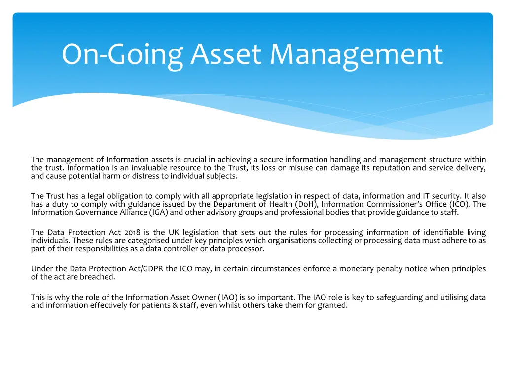 on going asset management