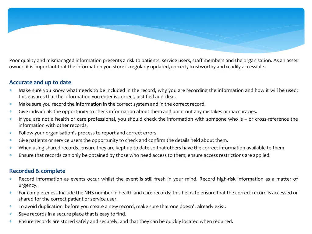 poor quality and mismanaged information presents