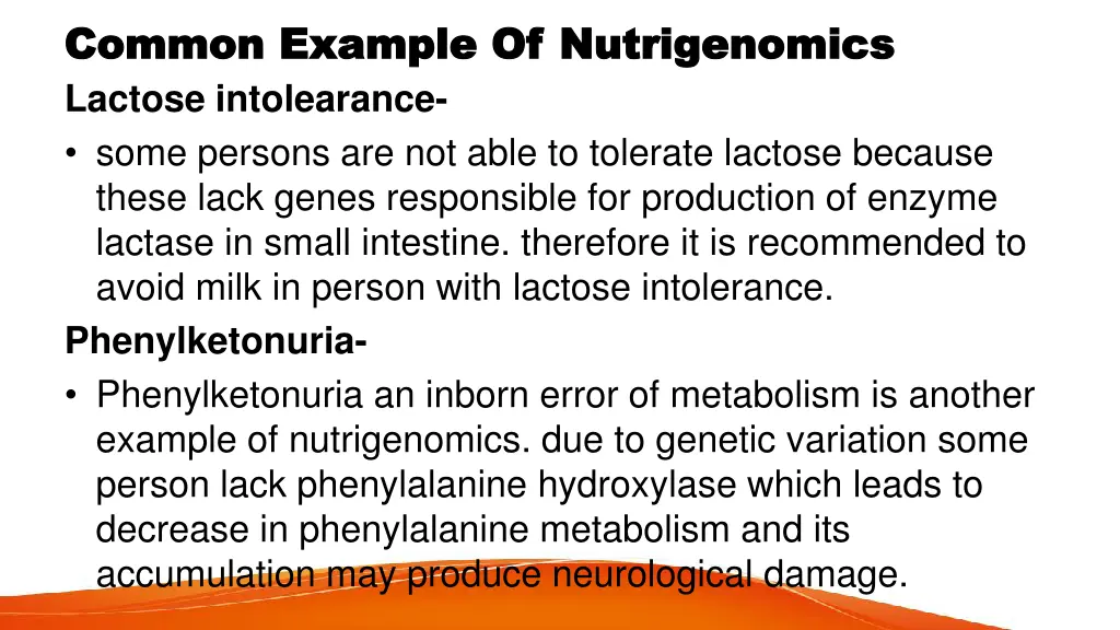 common example of nutrigenomics common example