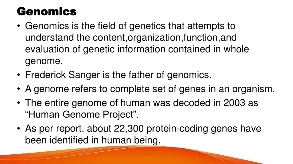 genomics genomics genomics is the field