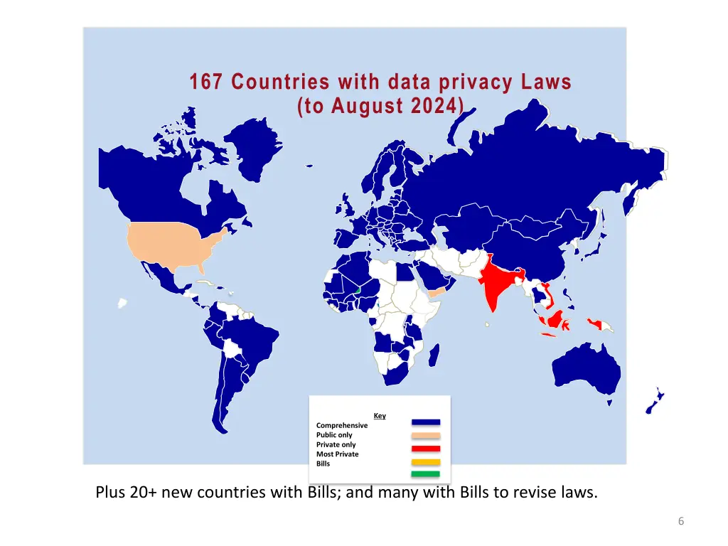 167 countries with data privacy laws to august