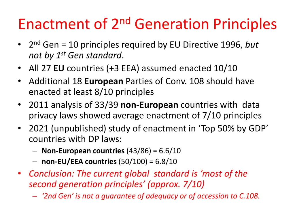 enactment of 2 nd generation principles