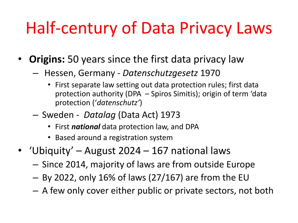 half century of data privacy laws