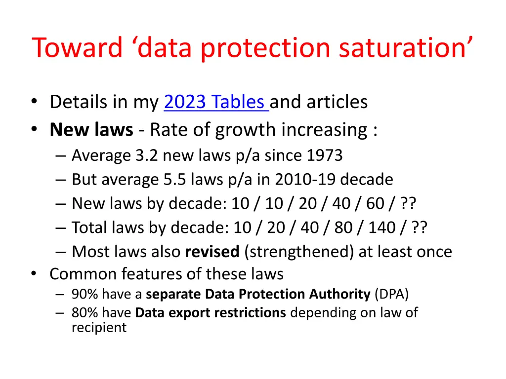 toward data protection saturation