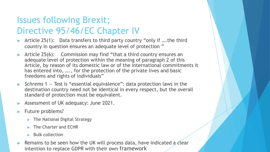 issues following brexit directive