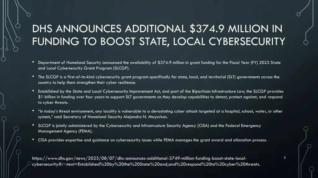 dhs announces additional 374 9 million in funding