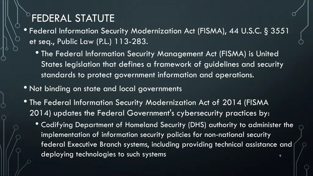 federal statute federal information security