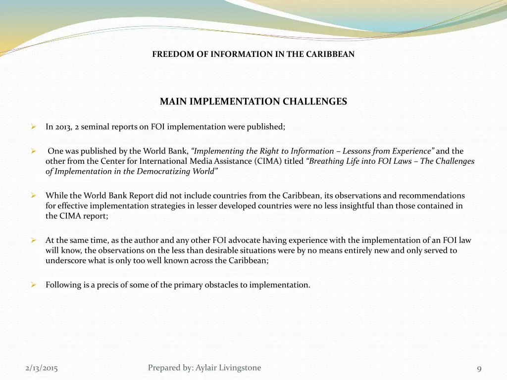 freedom of information in the caribbean 2
