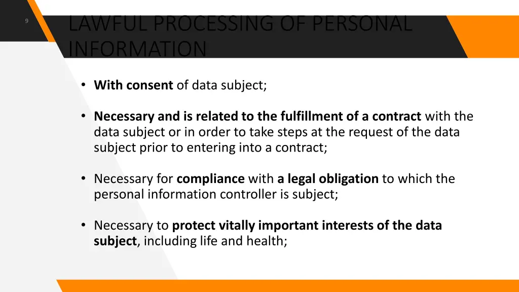 lawful processing of personal information