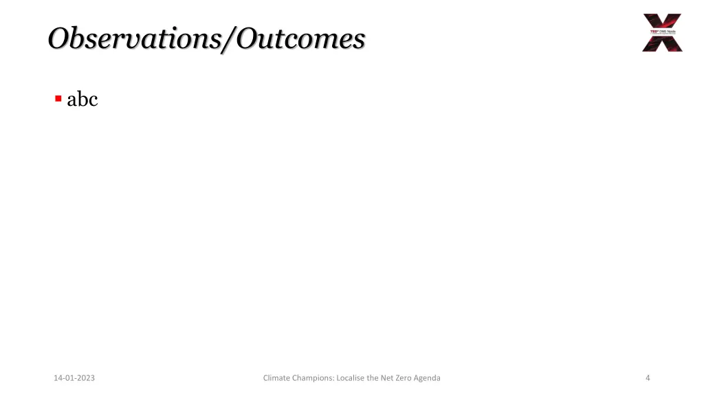 observations outcomes
