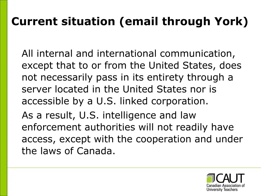 current situation email through york