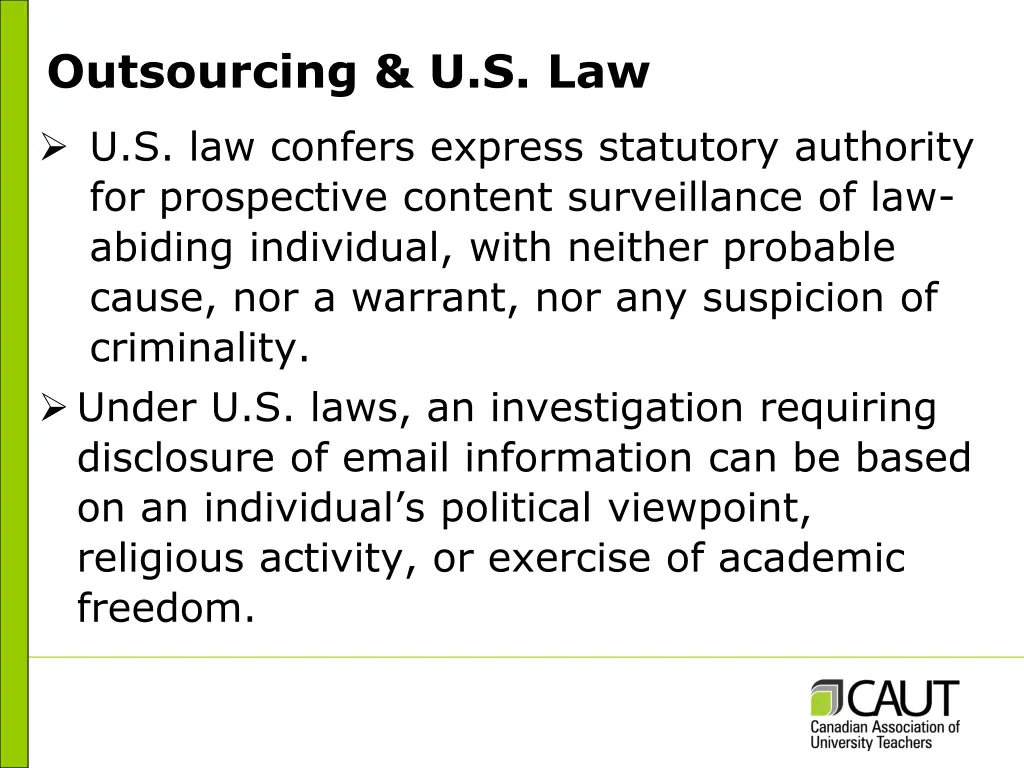 outsourcing u s law