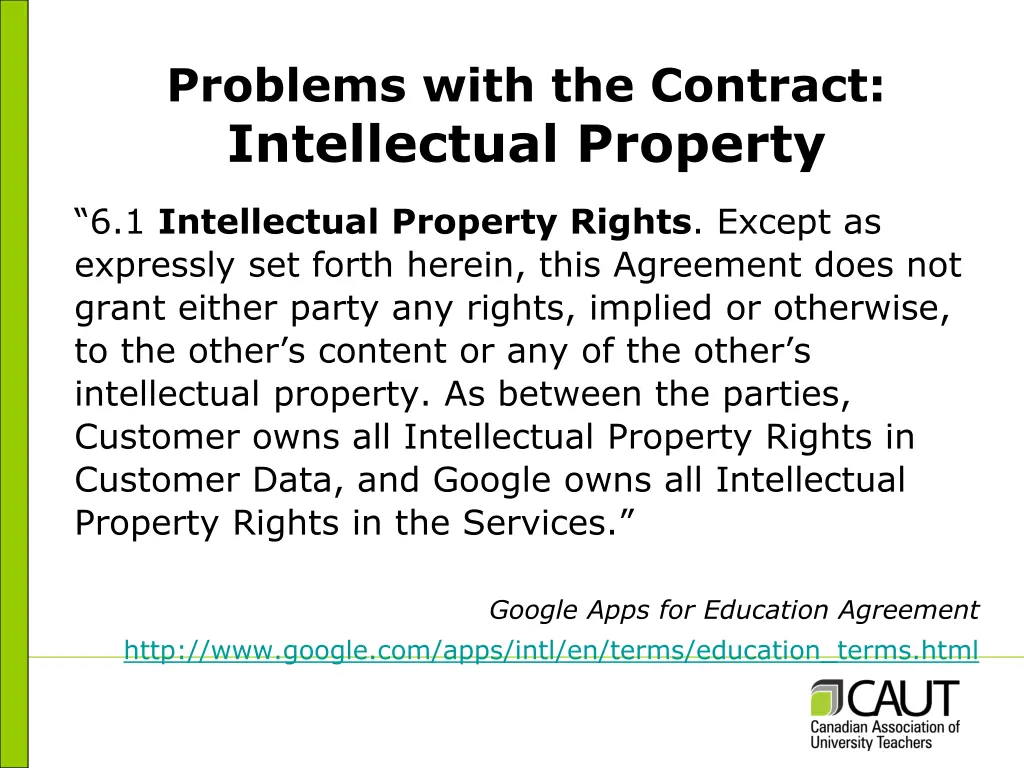 problems with the contract intellectual property