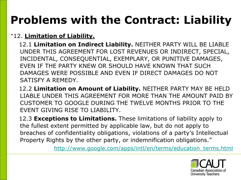 problems with the contract liability