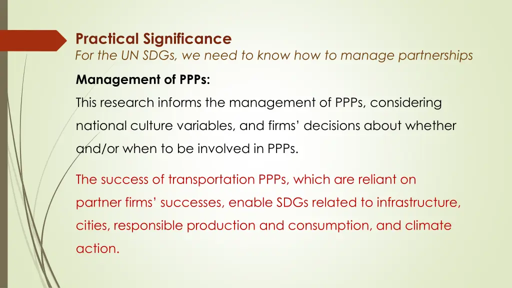 practical significance for the un sdgs we need