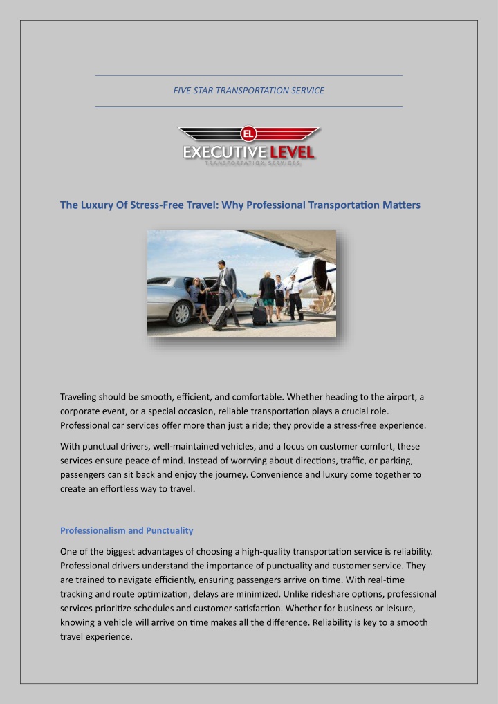 five star transportation service