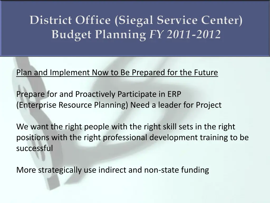 district office siegal service center budget 1