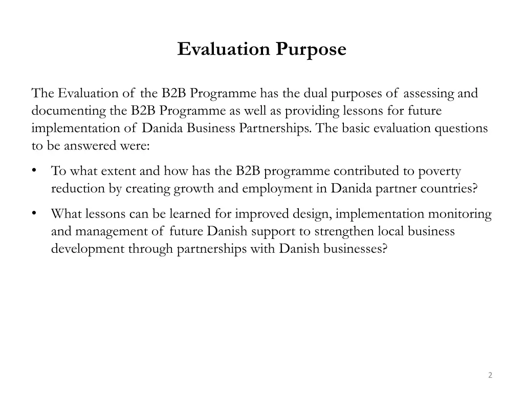 evaluation purpose