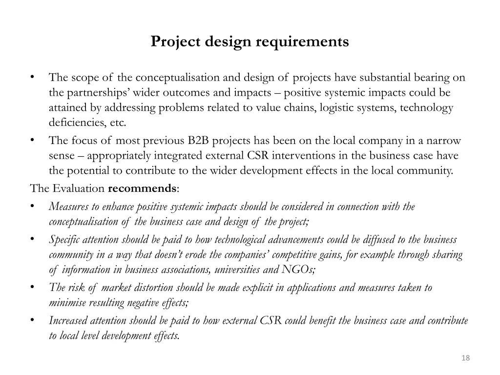 project design requirements