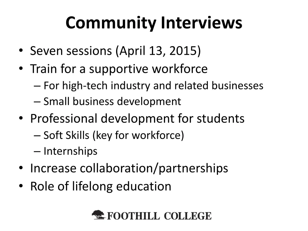 community interviews