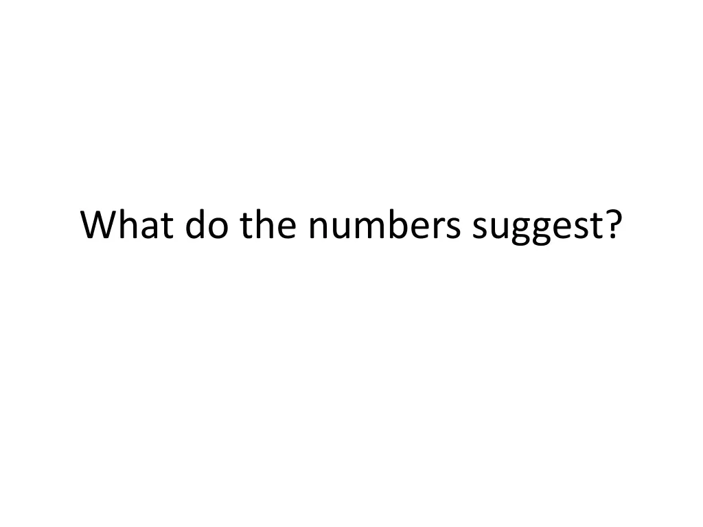 what do the numbers suggest