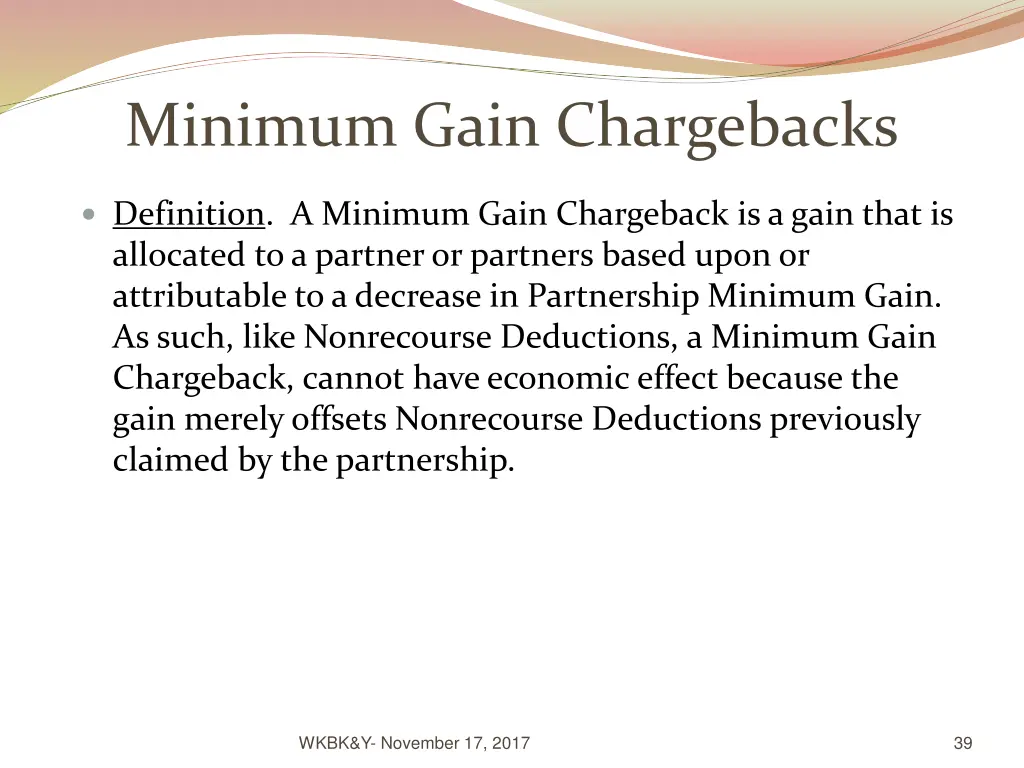 minimum gain chargebacks