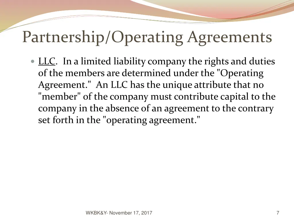 partnership operating agreements 1