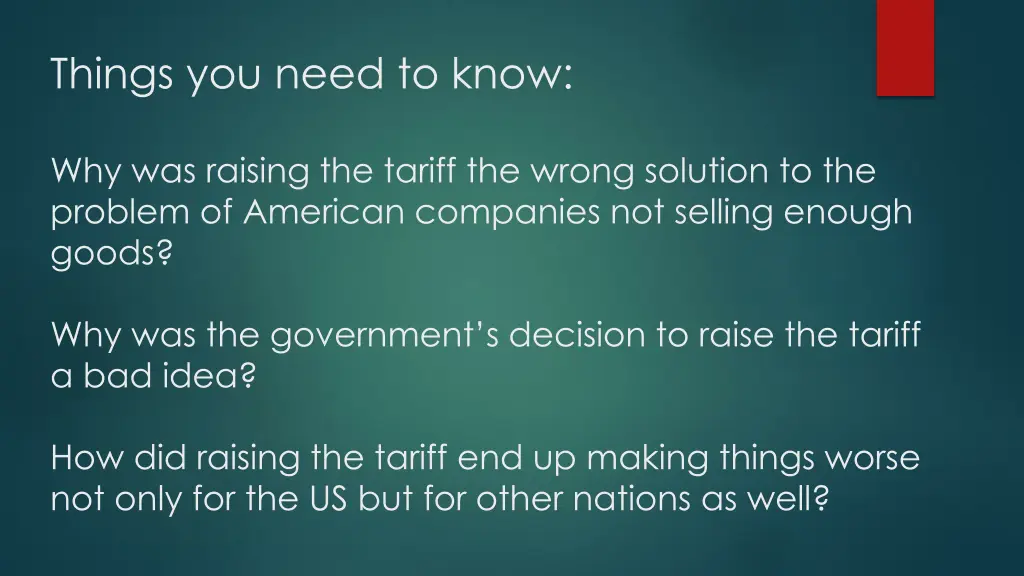 things you need to know 1