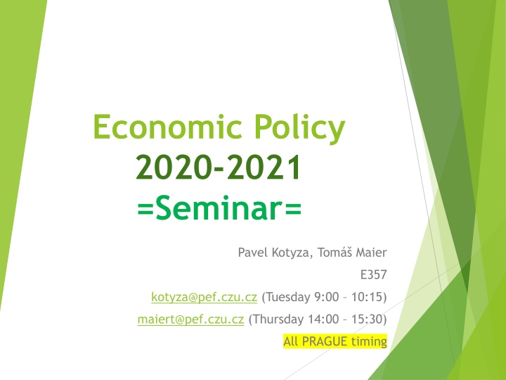 economic policy 2020 2021 seminar