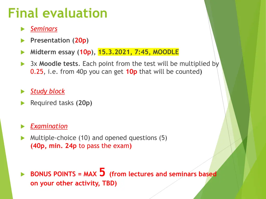 final evaluation