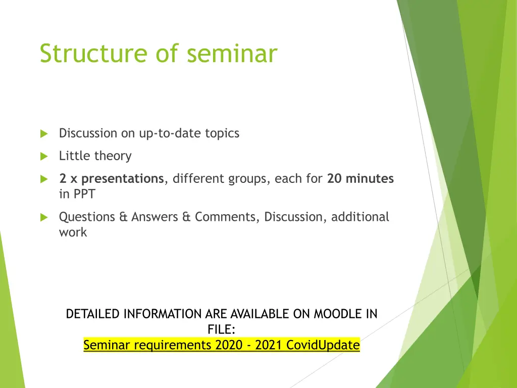 structure of seminar 1