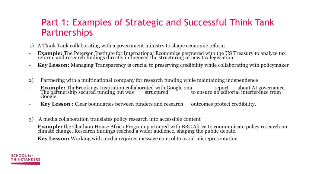 part 1 examples of strategic and successful think