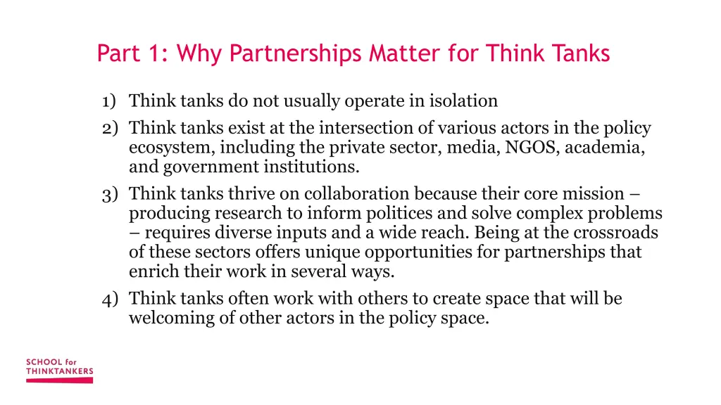 part 1 why partnerships matter for think tanks