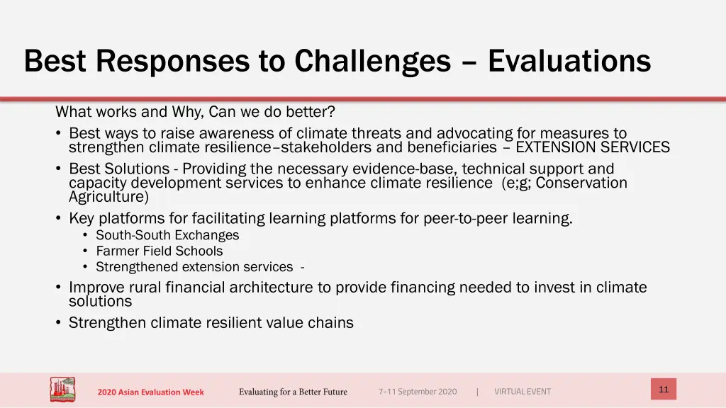 best responses to challenges evaluations