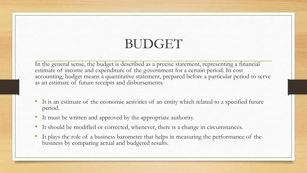 budget
