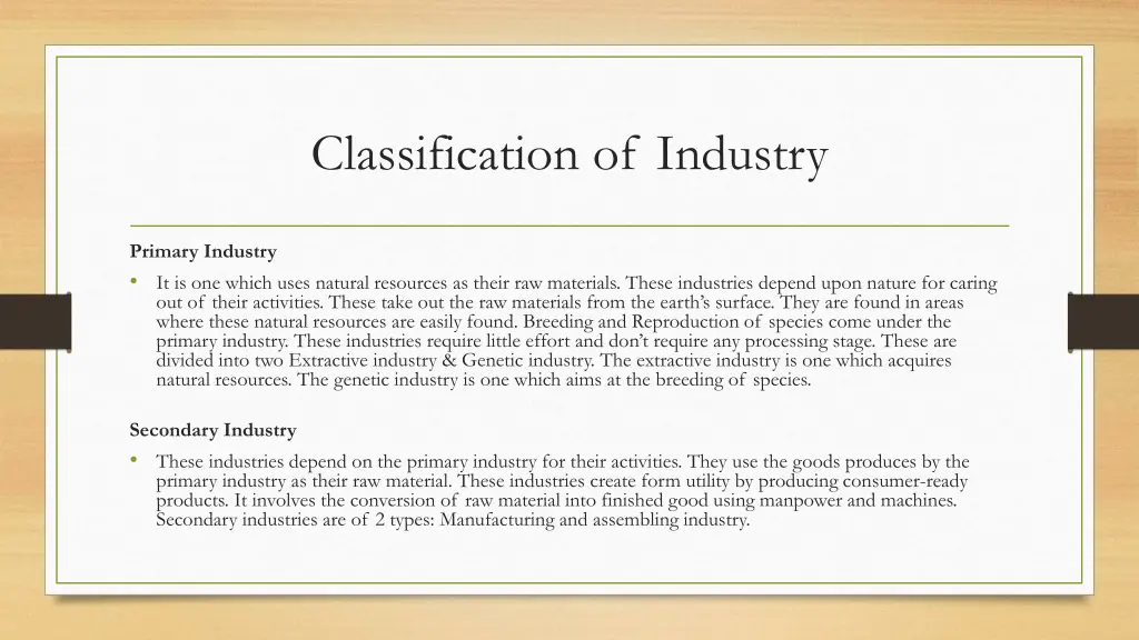 classification of industry