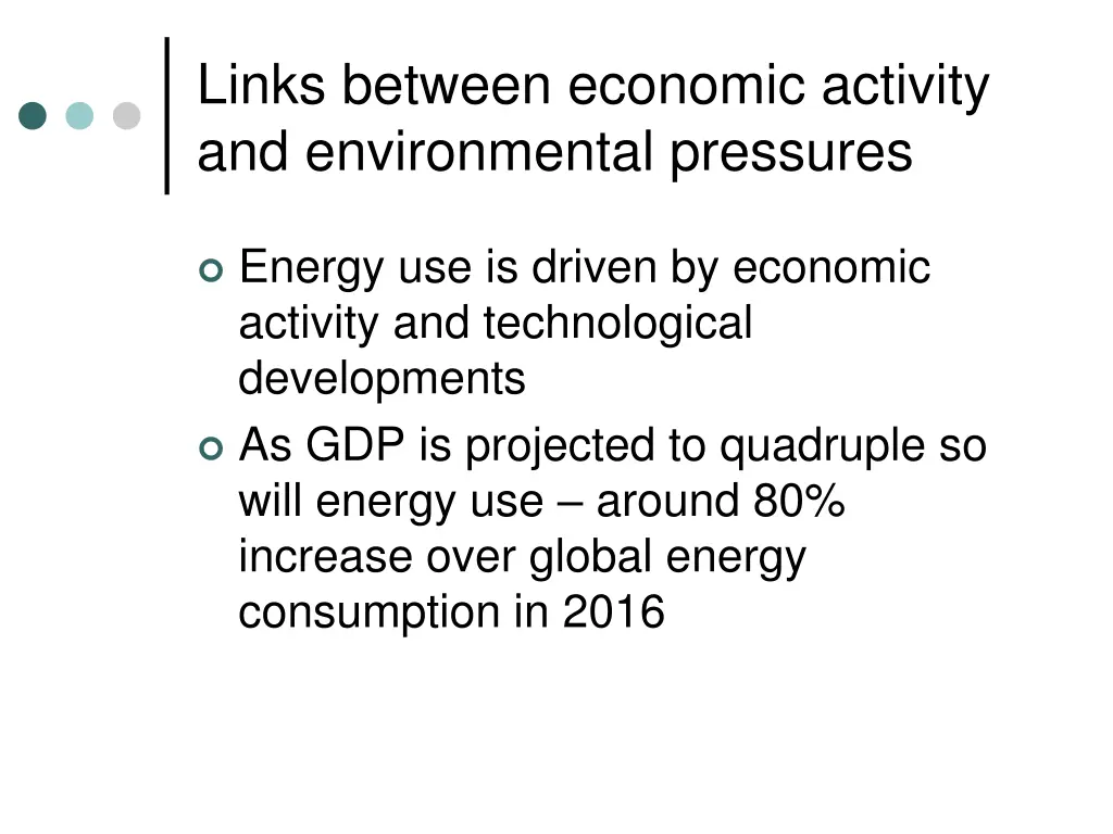 links between economic activity and environmental