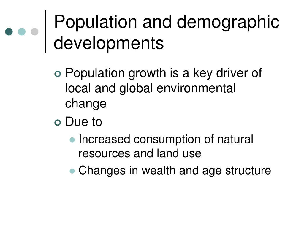 population and demographic developments