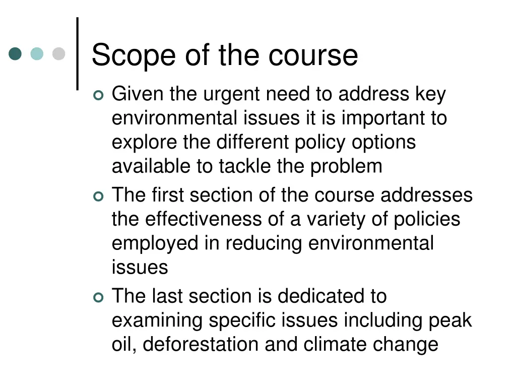 scope of the course