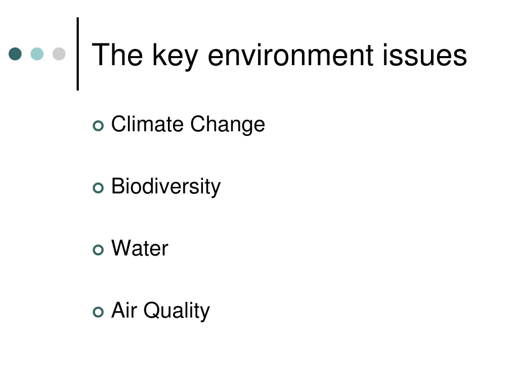 the key environment issues