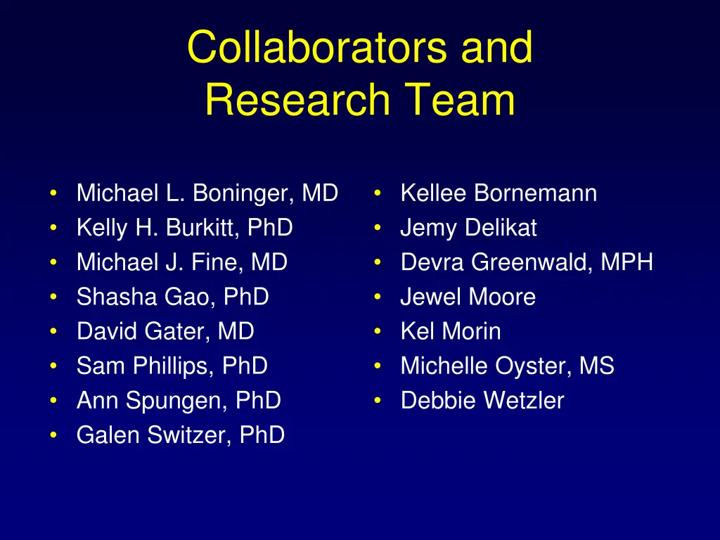 collaborators and research team
