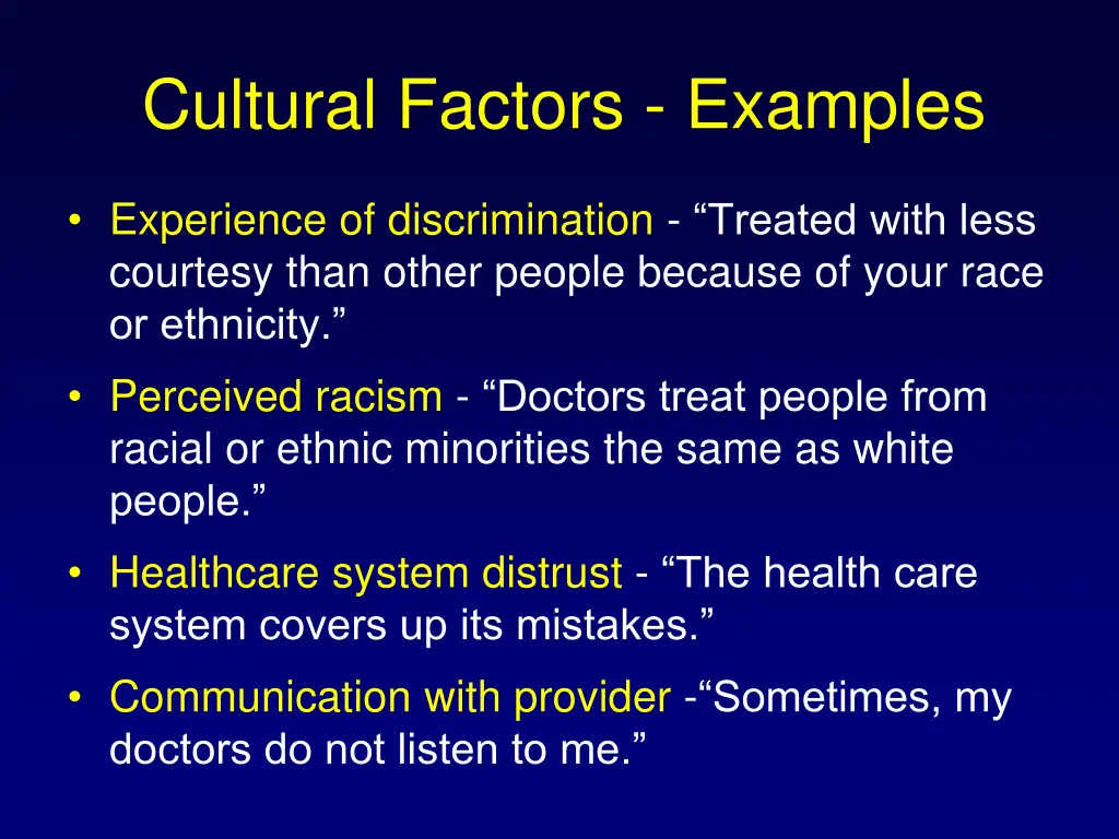 cultural factors examples
