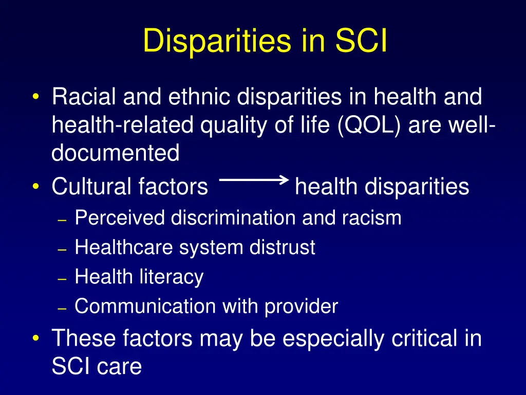 disparities in sci