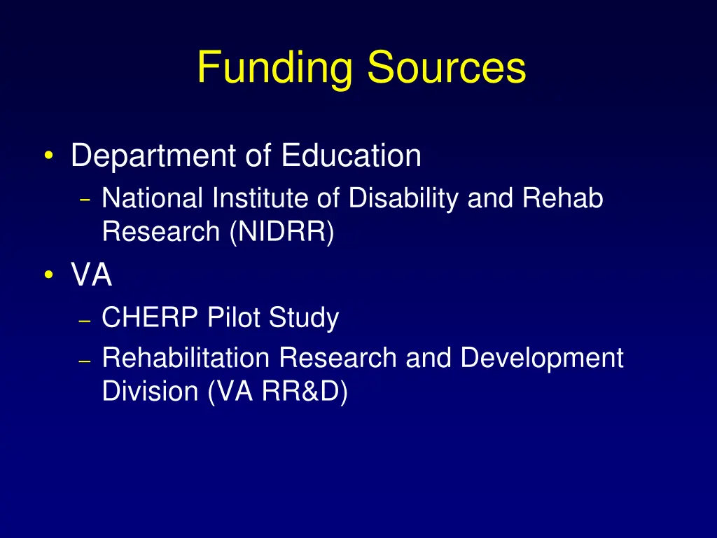 funding sources