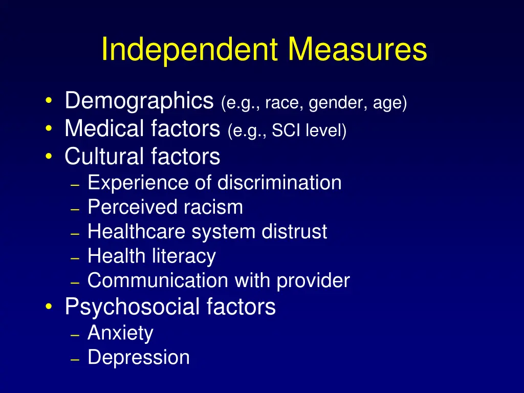 independent measures