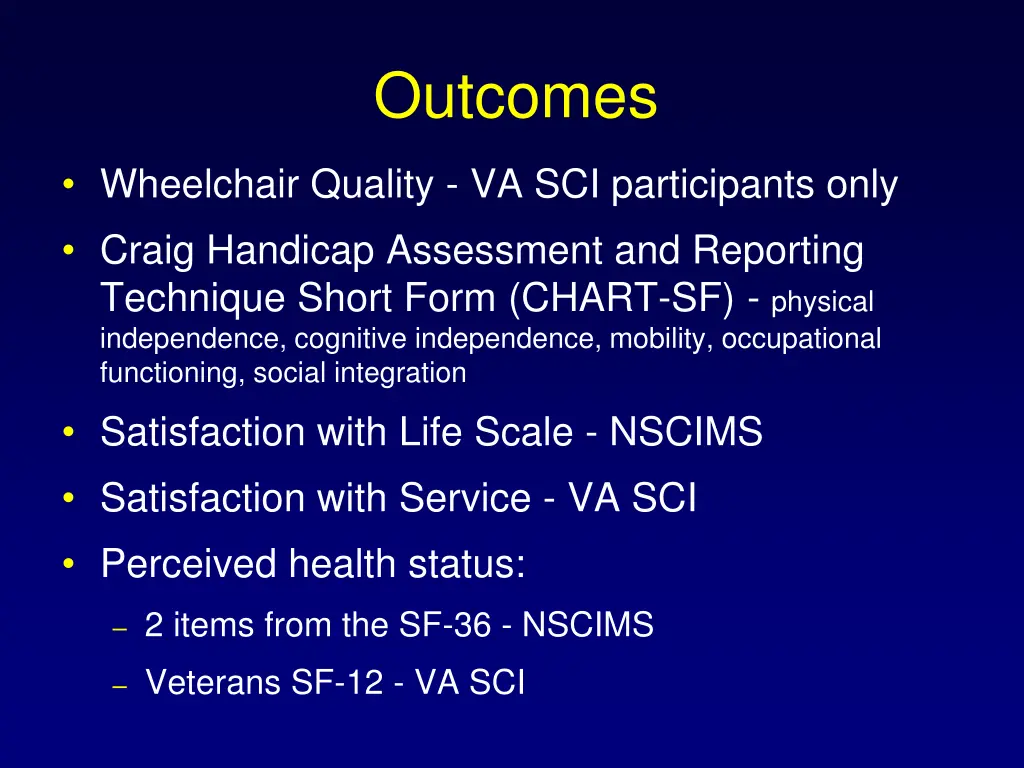 outcomes